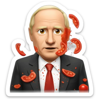 Vladimir Poutine shooting with tomato stains on his face sticker