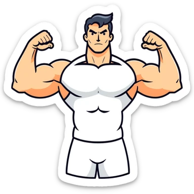 Man, flexing muscles sticker