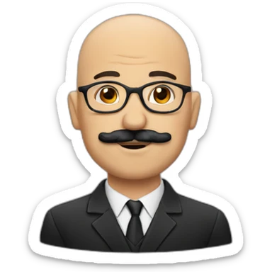 bald albanian with mustache and glasses sticker
