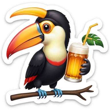 Toucan holding a beer sticker