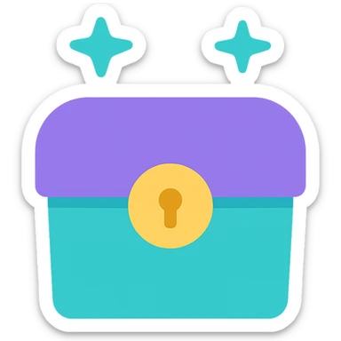 purple and teal rewards chest icon style sticker