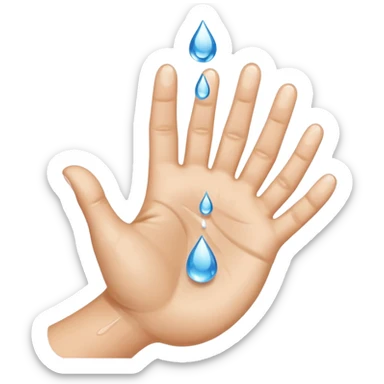 Water dripping directly off palm of hand with 5 fingers sticker