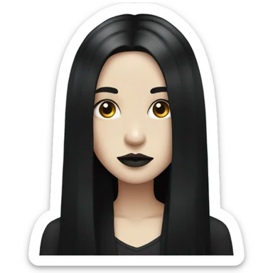 goth girl pale, black long hair sticker
