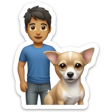 joven pelo rubio con perrito Chihuahua sticker