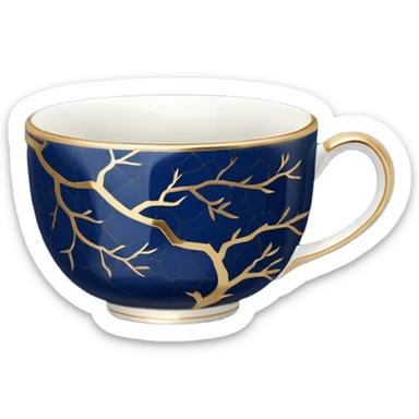 kintsugi navy blue tiny tea cup sticker