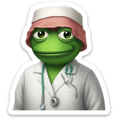 Pepe wearing surgery clothes sticker