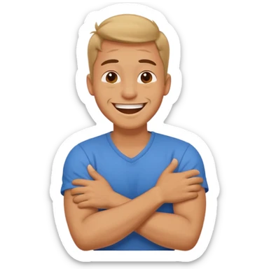 arms crossed holding neck laughing guy sticker