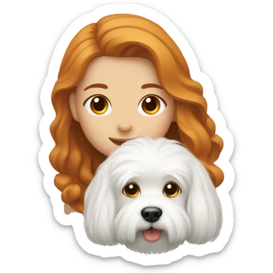 ginger girl with a dog coton de tulear sticker