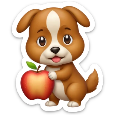 cartoon dog pooping apple style emoji sticker
