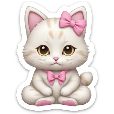 meditating cute cat with pink bow sticker