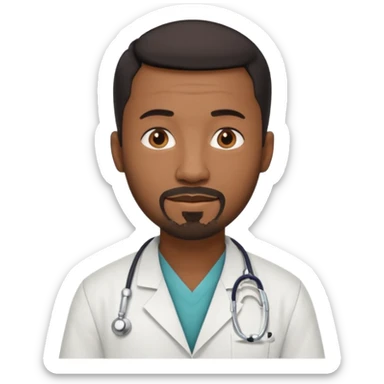 Tall thin African doctor with short hair and goatee beard sticker