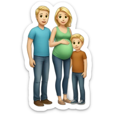 Family;blonde-haired-pregnant-mother, man-with-brown-hair, blond-haired-baby-boy sticker