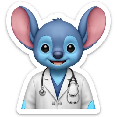 stitch com fantasia de médico sticker