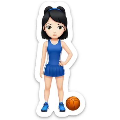 white Girl with black hair in sports dress sticker