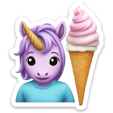 Un unicorno in cielo con un gelato in mano sticker