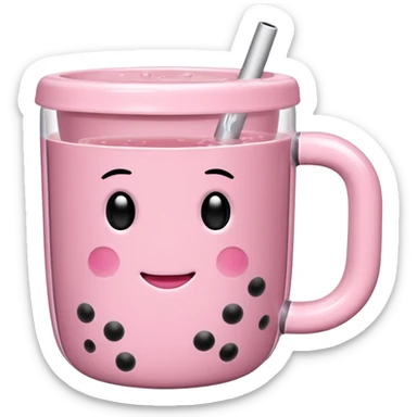 Pink mug with bubble tea, Without a face, Just a pink bubble tea mug (WITHOUT A FACE!!!!!!) sticker