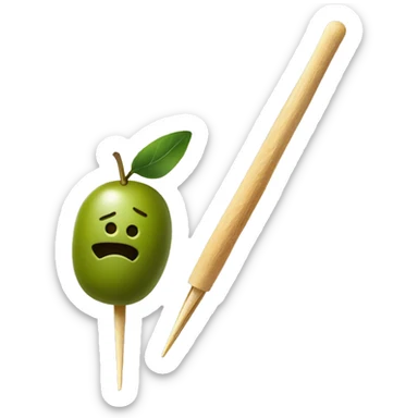 green olive on tooth pick sticker