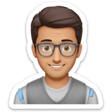 generate a pretty bratz emoji 
Make her look like hrithik roshan wearing white tee with a grey v neck sleeveless weater vest over it. wearing rectangle spectacles

he should look exactly  like hrithik roshan. smiling autistic sticker