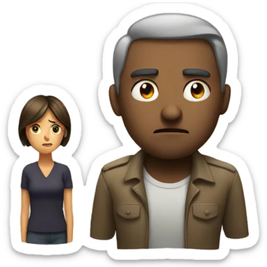 Man scowls at woman sticker