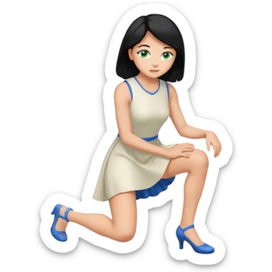King, upright, black Hair, blue eyes, whole body, Woman, bending knee, blonde, green eyes, sleveless White Dress, sticker