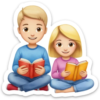 watercolor books and children  sticker