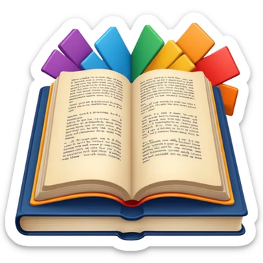 an open book with a dark cover. on the pages of the book, there are examples of tiles in bright colors sticker