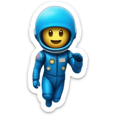 blue spaceman in a blue suit flying straight up into space sticker