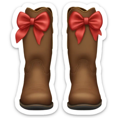 Brown cowgirl boots red bow sticker