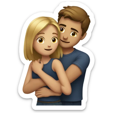 guy hugging n gurl sticker