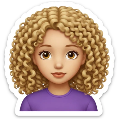 A girl with medium-length, curly hair without volume.  sticker