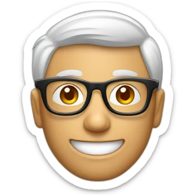 Cara Hombre blanco sonriente pelo canoso de punta gafas rojas y negras sticker