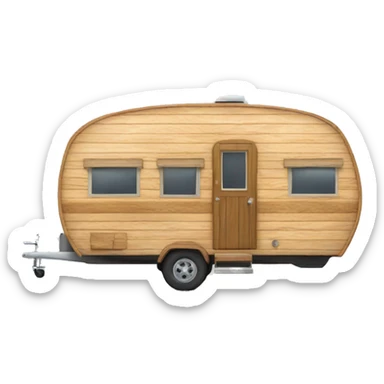 Realistic round wooden travel trailer isolated.  sticker