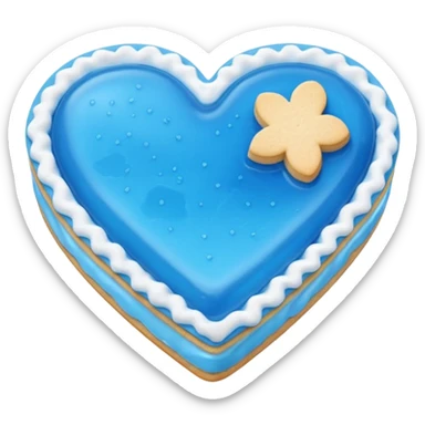 Realistic shortbread cookie in the shape of a heart with Carolina Blue color jelly middle filling and sprinkled powder sugar on top. sticker