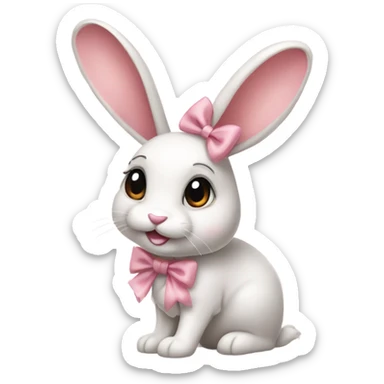 a coquette bunny with a soft pink bow on its head sticker