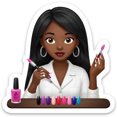 black woman nail artist long haired sticker