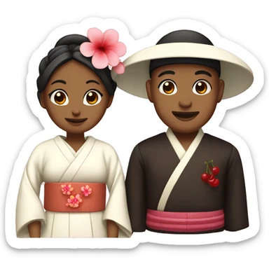 cherry married couple in japanese attire sticker