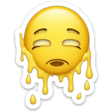 Yellow cry face with running mascara sticker