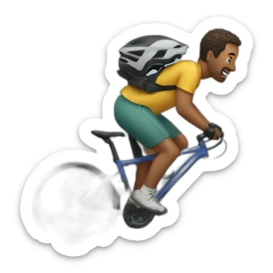 Man biking up a mountain leaving baby behind sticker