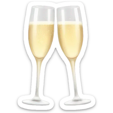 Two glasses of champagne cheering with burgundy bows sticker