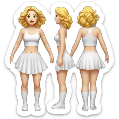 hyperrealistic-full-body-caucasian-curvy-beauty-jumping-small white-skirt-back-and-front-views-strong-wind-knickers white socks sticker