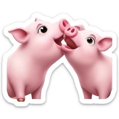 Pig kissing pig sticker