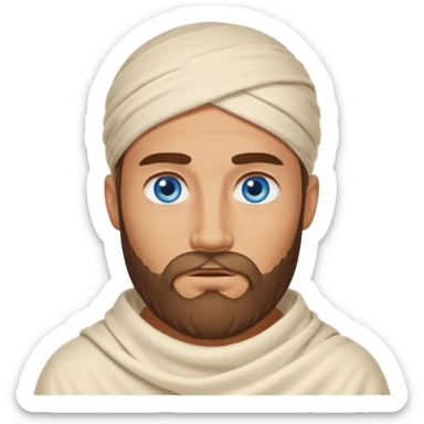 blue eyed desert bearded man cowered with creme cloth sticker