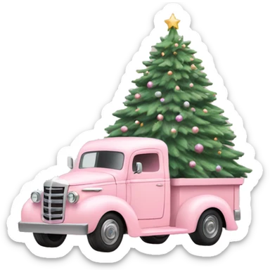 Pastel Pink truck with Christmas tree sticker