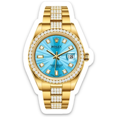 rolex z bransoleta wysadzana diamentami oraz z tarcza wysadzana diamentami sticker
