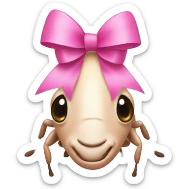 Roach with a pink bow sticker
