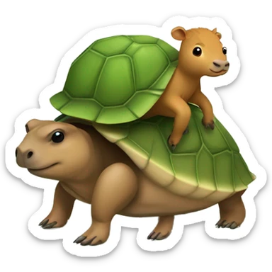 small green turtle riding capybara's back sticker