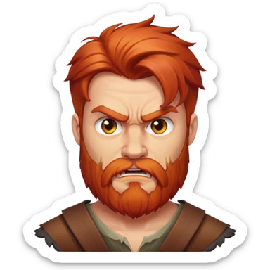 angry bearded long hair redhead male sticker