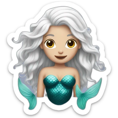 white hair mermaid sticker