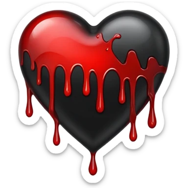 Black heart with blood drips sticker