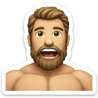 ‘Bearish’ muscular, body hair, bearded, male pointing into his open mouth sticker
